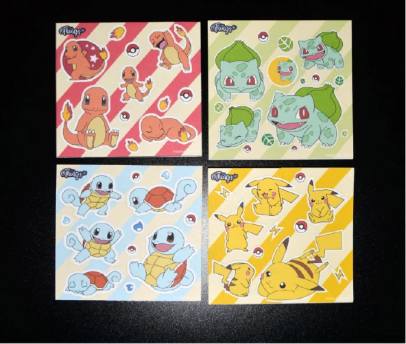 Özel Tasarım Başlangıç Pokemonları Sticker Set -4 Adet- - 3