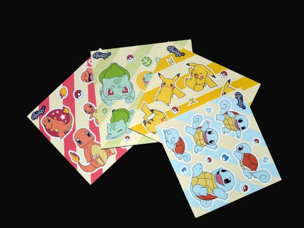 Özel Tasarım Başlangıç Pokemonları Sticker Set -4 Adet- - 4