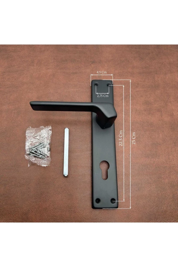 Zey Özel Tasarım Mat Siyah Kare Aynalı Yale Çelik Kapı Kolu Sol Basar Tek Yön - Resim 2