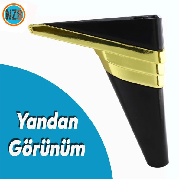 Mobilya Kanepe Sehpa TV Ünitesi Koltuk Ayağı Baza Ayakları Siyah Altın 14 cm - Resim 4