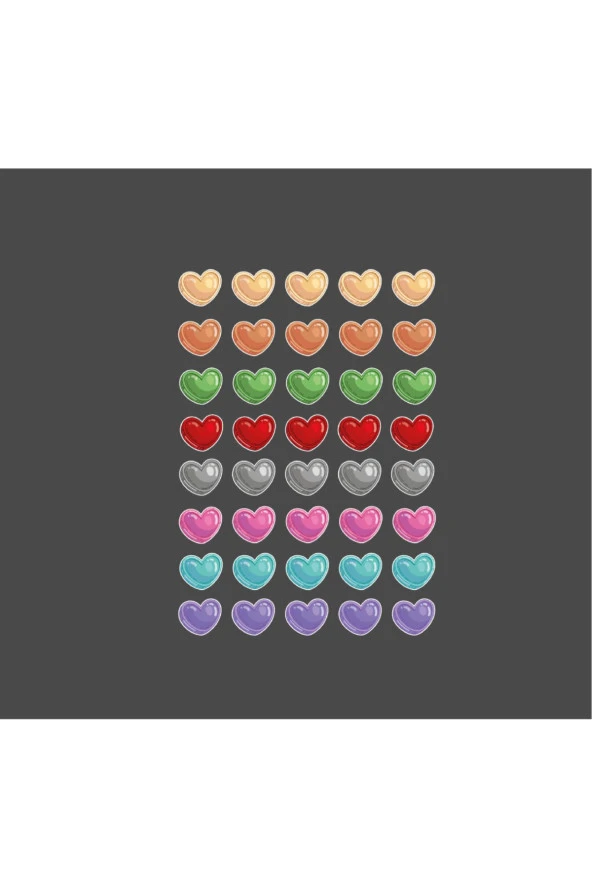 Renkli Kalpler Sticker Set -1 adet büyük boy, 2 adet küçük boy- Colours of Love - 3