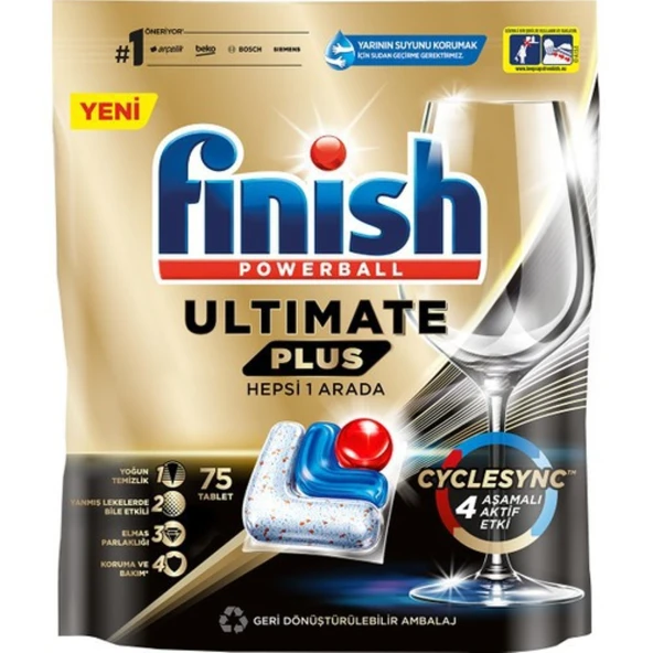 FİNİSH Ultimate Plus 75 Kapsül Bulaşık Makinesi Deterjanı Tableti (1 x 75 Kapsül)