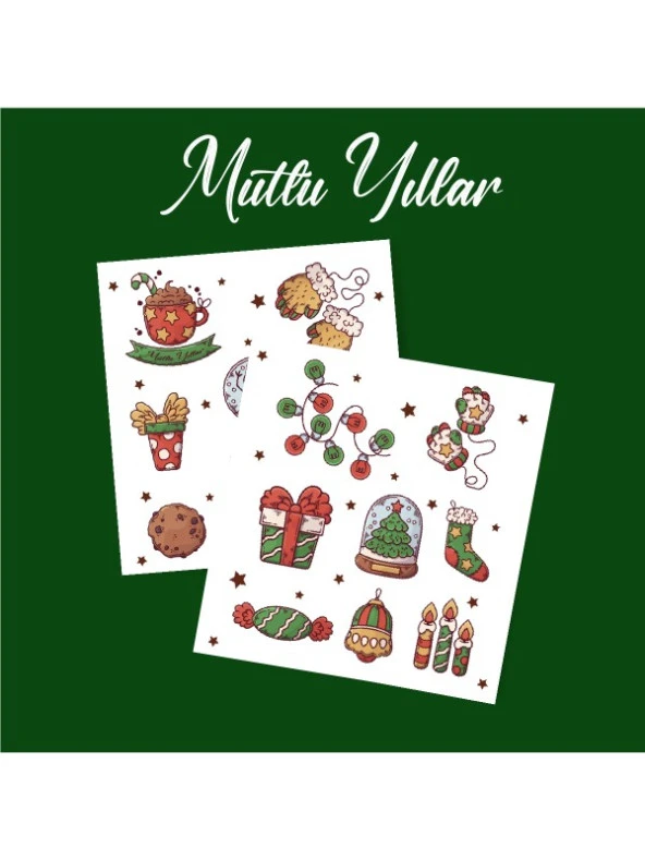 Yılbaşı - Merry Christmas - Temalı Sticker Set -16 Parça- 2