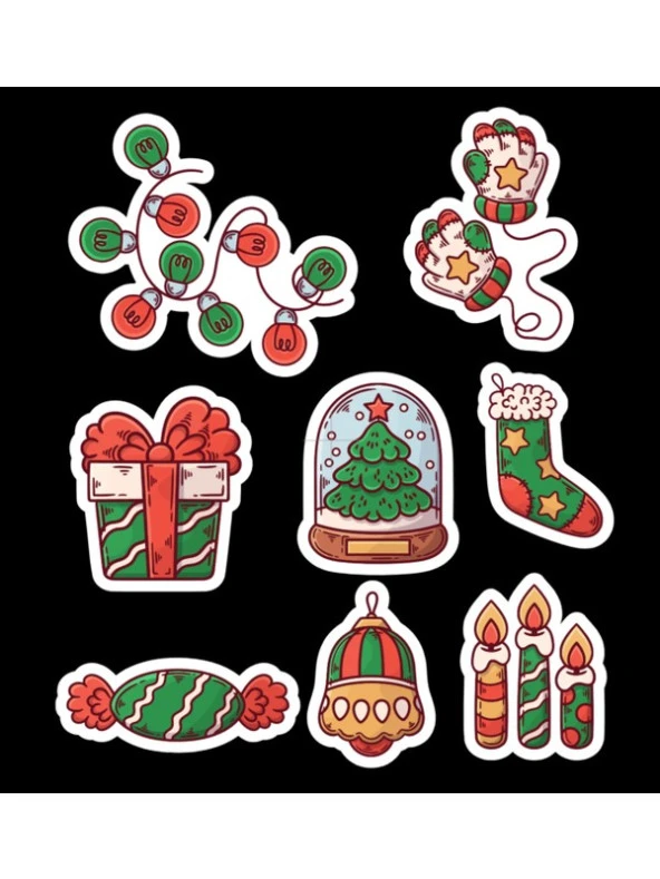 Yılbaşı - Merry Christmas - Temalı Sticker Set -16 Parça- 2 - 4