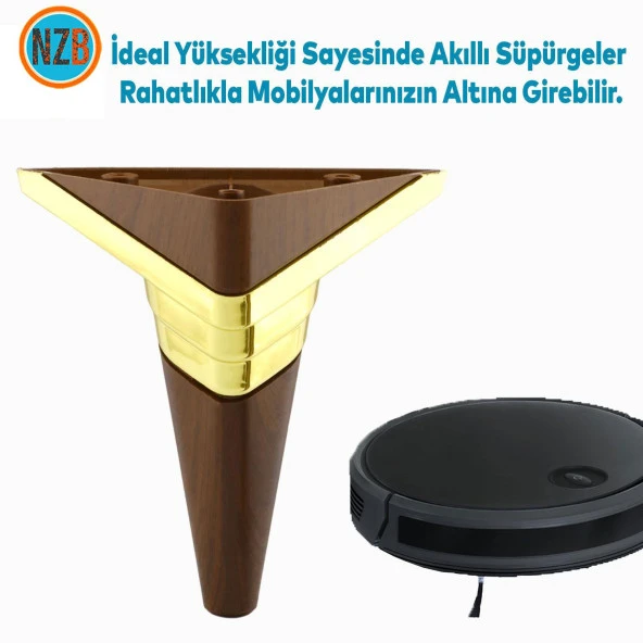 Mobilya Kanepe Çekyat Sehpa TV Ünitesi Koltuk Ayağı Baza Ayakları Yeni Ceviz Altın 14 cm - Resim 4