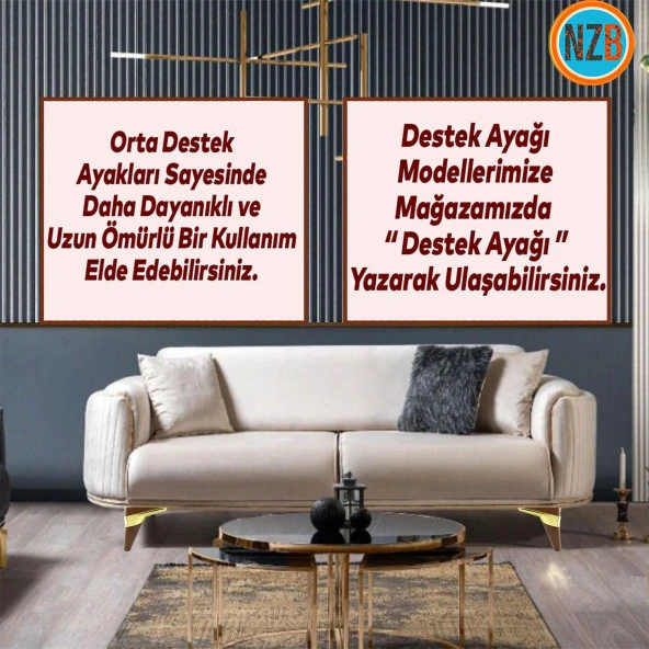 Mobilya Kanepe Çekyat Sehpa TV Ünitesi Koltuk Ayağı Baza Ayakları Yeni Ceviz Altın 14 cm - Resim 6