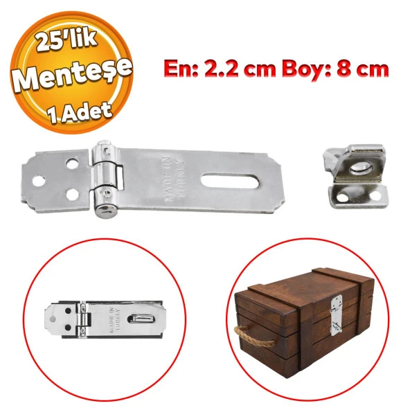 Lüks Sandık Kutu Askısı 25 Lik Menteşeli Kilit Tosba Kilit Asma Kilit Aparatı Krom Renk ürün görseli