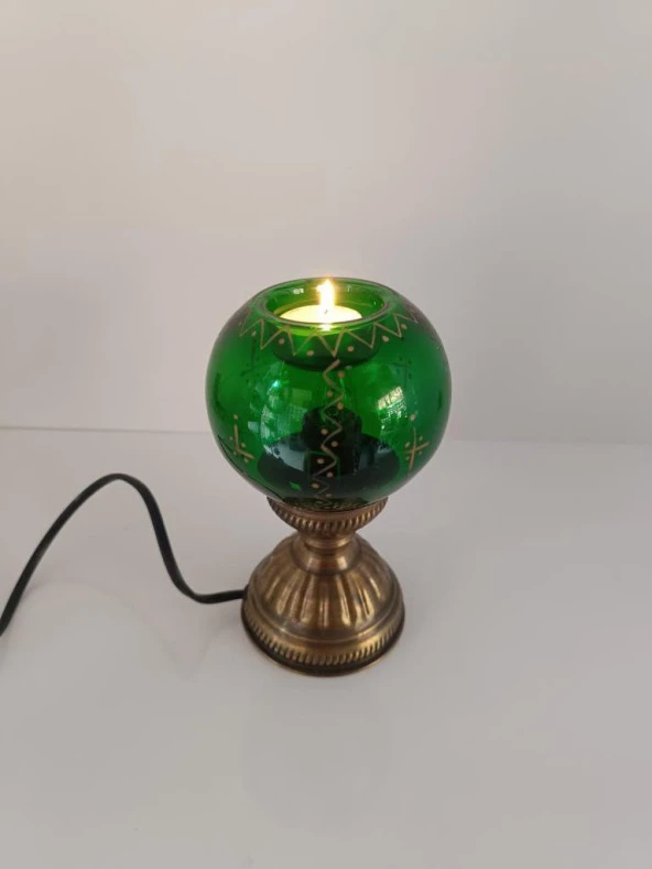 Gece Lambası Mumluk Cam Masa Lambası Ev Dekor Mum - 2