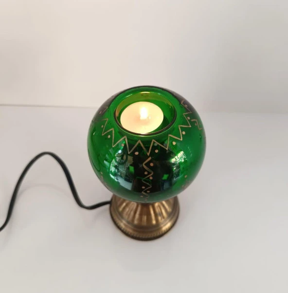 Gece Lambası Mumluk Cam Masa Lambası Ev Dekor Mum - 6