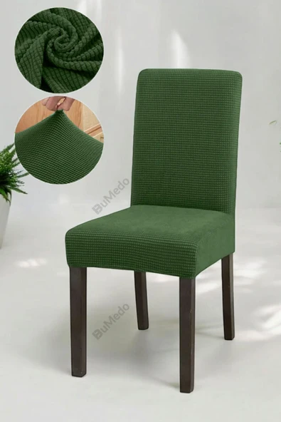 Bumedo Bambu Nano Kumaş Likralı Yıkanabilir 6'lı Sandalye Kılıfı Lastikli Sandalye Örtüsü (6ADET)-HakiYeşil - Resim 2
