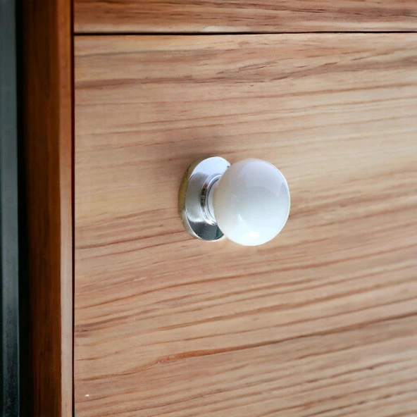 Porselen Beyaz Düğme Kulplar Mobilya Mutfak Dolabı Çekmece Dolap Kapak Kulpu Kulbu - Resim 5