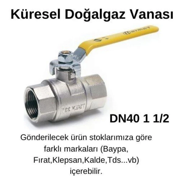 Erc Küresel Doğalgaz Vanası Valfi DN40 1 1/2