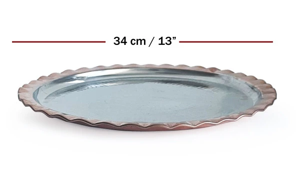 Shark Anatolia Çaldıran El Dövmesi Bakır Yuvarlak Sunum Tepsisi 34 cm - 3