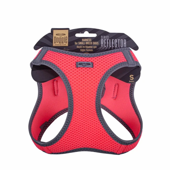 Doggie Havalı Dokuma Reflektör Serisi Köpek Göğüs Tasması Pembe 32-38 Cm Small ürün görseli 1