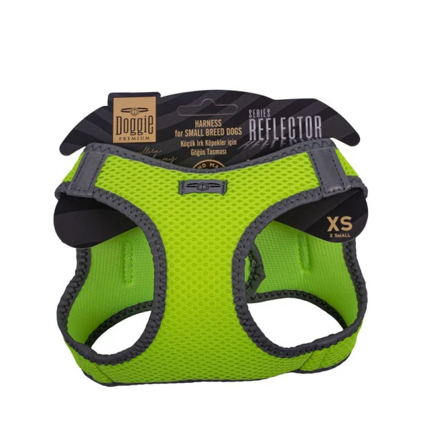 Doggie Havalı Dokuma Reflektör Serisi Köpek Göğüs Tasması Sarı 30-34 Cm XSmall