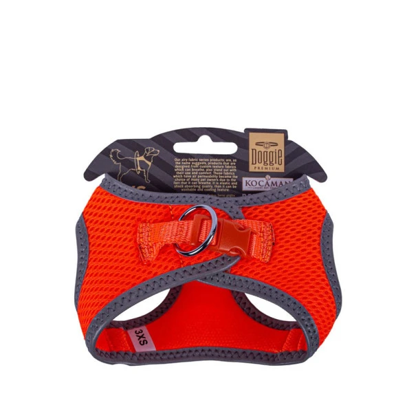 Doggie Havalı Dokuma Reflektör Serisi Köpek Göğüs Tasması Turuncu 22-26 Cm 3XSmall