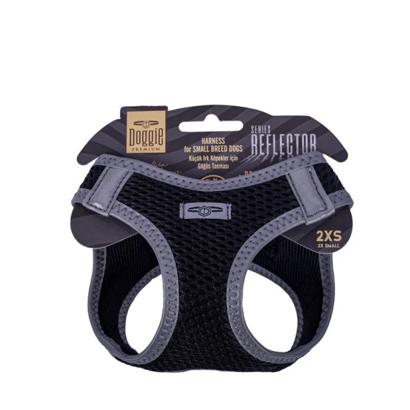 Doggie Havalı Dokuma Reflektör Serisi Köpek Göğüs Tasması Siyah 26-30 Cm 2XSmall