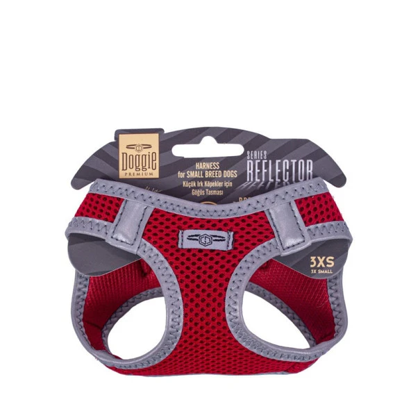 Doggie Havalı Dokuma Reflektör Serisi Köpek Göğüs Tasması Kırmızı 22-26 Cm 3XSmall ürün görseli 1