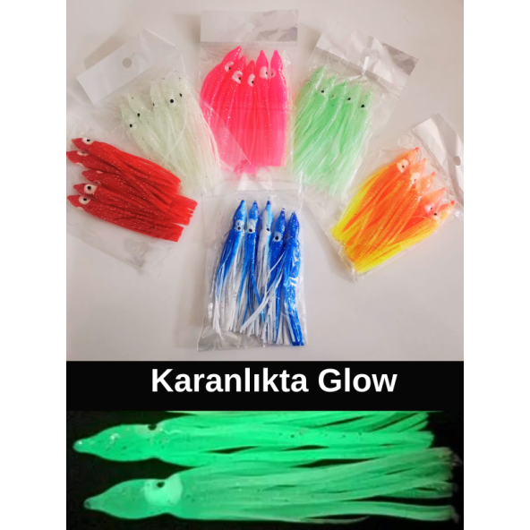 Eagenset Silikon Ahtapot Yapay Yem Olta Takımı, Çapari, Jig, Yapım Malzemesi 9 cm 5 Adet - 2