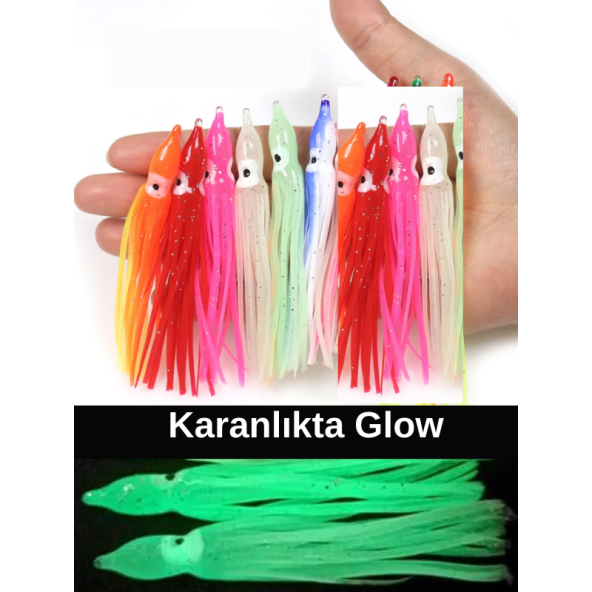 Eagenset Silikon Ahtapot Yapay Yem Olta Takımı, Çapari, Jig, Yapım Malzemesi 9 cm 5 Adet - 4