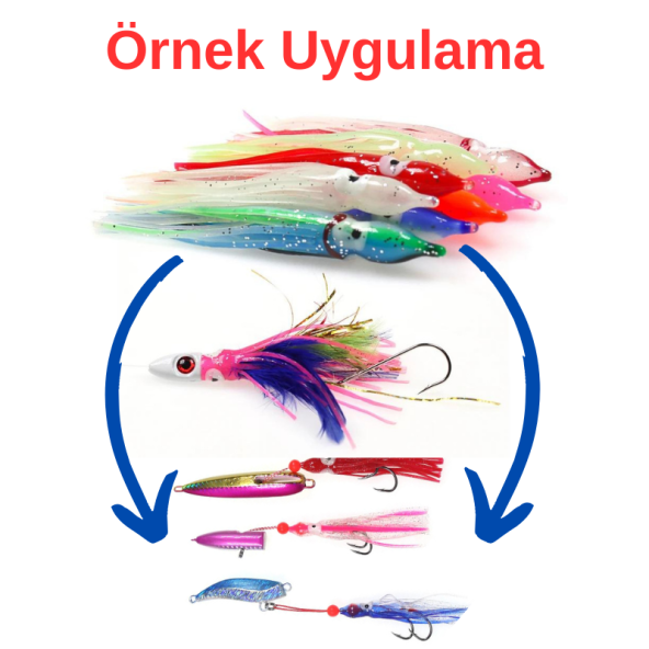 Eagenset Silikon Ahtapot Yapay Yem Olta Takımı, Çapari, Jig, Yapım Malzemesi 9 cm 5 Adet - 7