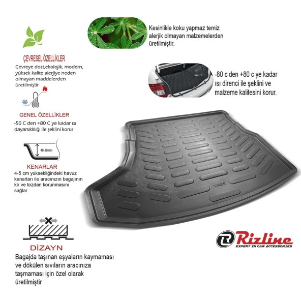 Volkswagen golf 5 Bagaj Havuzu Paspası Rizline 2003-2010 - Resim 3