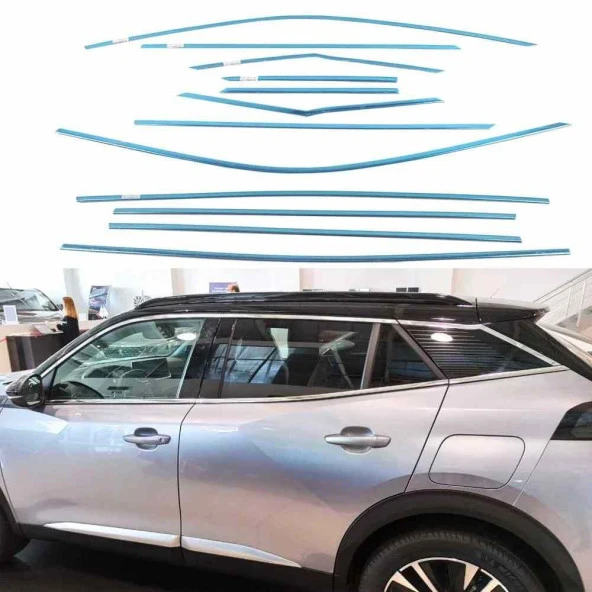 Peugeot 2008 Cam Çerçevesi Çıtası Komple Set Krom Nikelajı 2020 sonrası - Resim 4