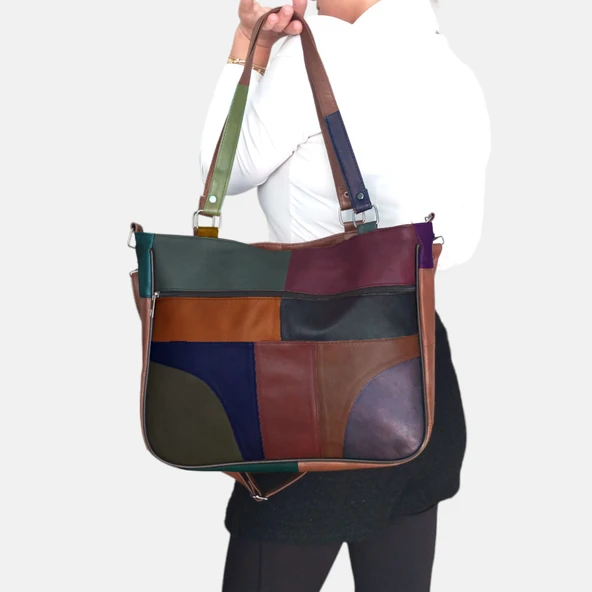 Lederax Hakiki Deri El ve  Omuz Çantası Anne Çantası LD403 - Resim 5