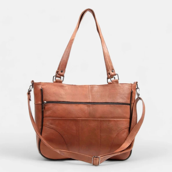 Lederax Hakiki Deri El ve  Omuz Çantası Anne Çantası LD403 - Resim 12