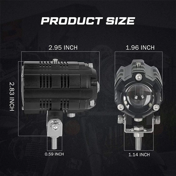 Offroad sis lambası beyaz-sarı (6.5 cm x 4.5cm 6.5cm ) 10w 12-80v set / LASS347 - 3