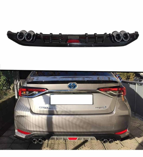Toyota Corolla 4 çıkış görünümlü difüzör pianoblack 2020 sonrası modeller - Resim 2