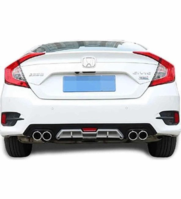 Honda Civic Fc5 4 eksoz görünümlü difüzör gri 2016-2019 arası modeller - Resim 3