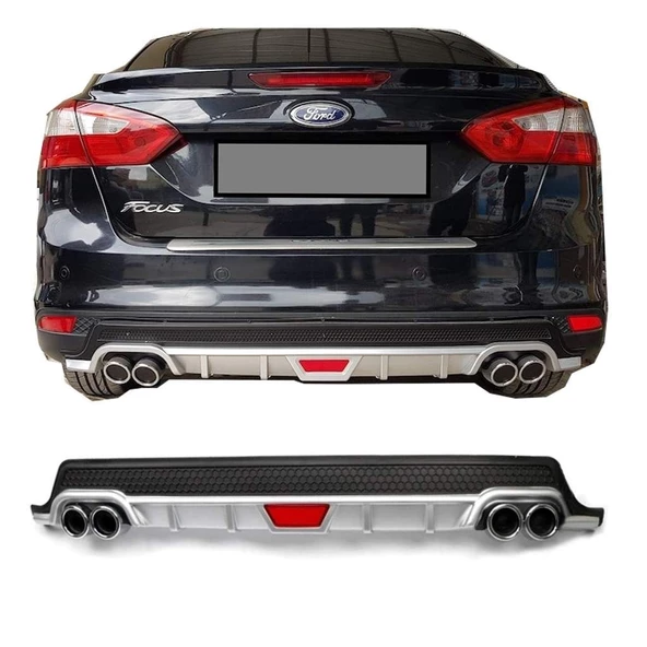 Ford Focus 3 sedan-hb uyumlu arka tampon altı difüzör Gri 2011-2014 arası ürün görseli