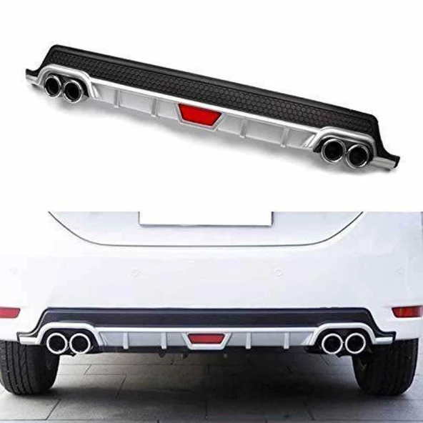 Ford Focus 3 sedan-hb uyumlu arka tampon altı difüzör Gri 2011-2014 arası - Resim 5