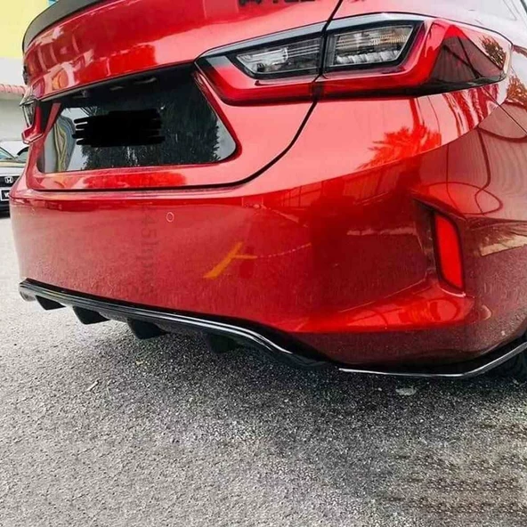 Honda Civic uyumlu arka tampon altı difüzör Siyah 2021 ve sonrası - 3