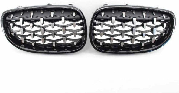 Bmw e60 diamond ön panjur ızgara 2003-2009 arası krom-siyah - 3