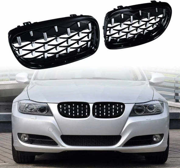 Bmw e90 diamond ön panjur ızgara 2009-2012 arası krom-siyah