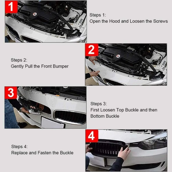 Bmw E60 çift çizgi ön panjur ızgara 2004-2009 arası parlak siyah - Resim 6