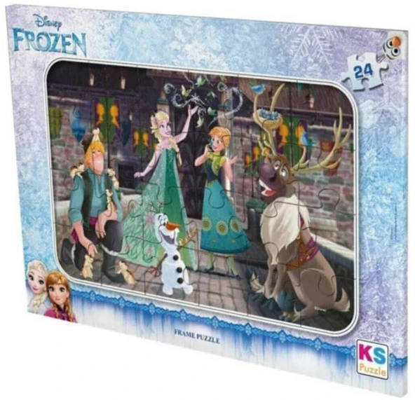Elsa Anna Olaf 5 Karakterli 24 Parça Frame Puzzle Karlar Ülkesi Disney Frozen