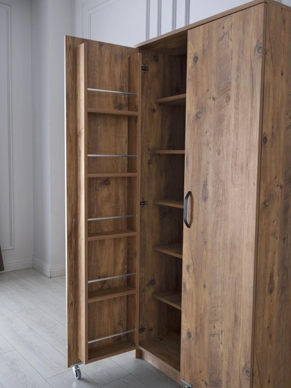 Erezoğulları Mobilya Çok Amaçlı 2 Kapaklı Mutfak Erzak Kiler Dolap 80x52x180 cm