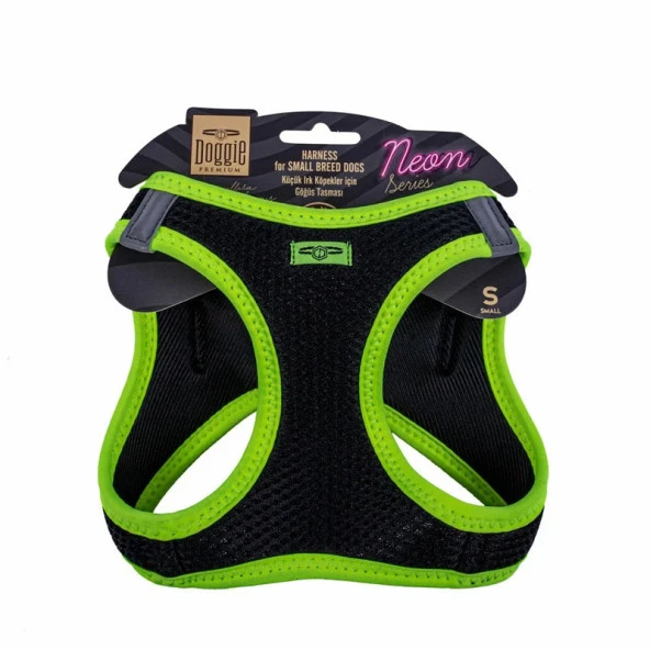 Doggie Havalı Dokuma Neon Serisi Köpek Göğüs Tasması Sarı 32-38 Cm Small - 2