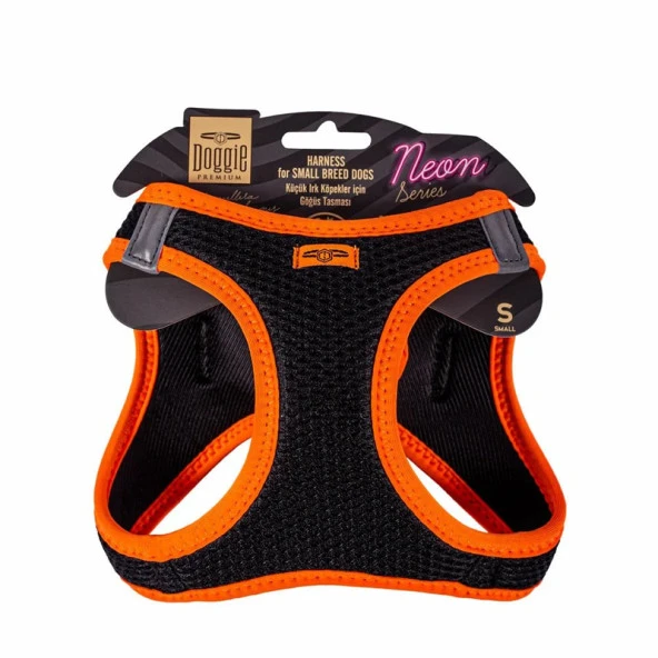 Doggie Havalı Dokuma Neon Serisi Köpek Göğüs Tasması Turuncu 32-38 Cm Small - Resim 2