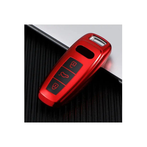 Audı A3 A4 A5 A6l A7 A8 C8 Q8 D5 E-tron Tpu Anahtar Kılıf (kırmızı) - Resim 2