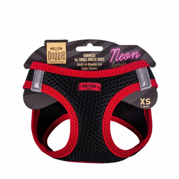 Doggie Havalı Dokuma Neon Serisi Köpek Göğüs Tasması Kırmızı 30-34 Cm XSmall