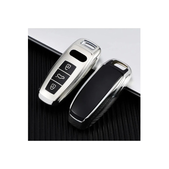 Audı A3 A4 A5 A6l A7 A8 C8 Q8 D5 E-tron Tpu Anahtar Kılıf (GÜMÜŞ) ürün görseli