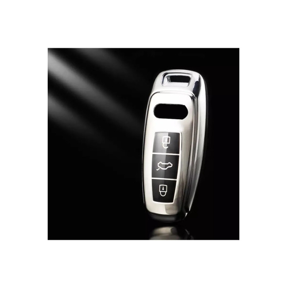 Audı A3 A4 A5 A6l A7 A8 C8 Q8 D5 E-tron Tpu Anahtar Kılıf (GÜMÜŞ) - Resim 2