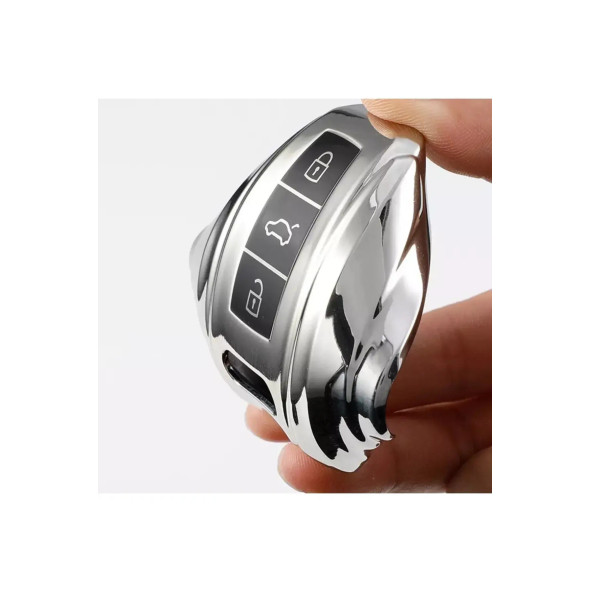 Audı A3 A4 A5 A6l A7 A8 C8 Q8 D5 E-tron Tpu Anahtar Kılıf (GÜMÜŞ) - Resim 3