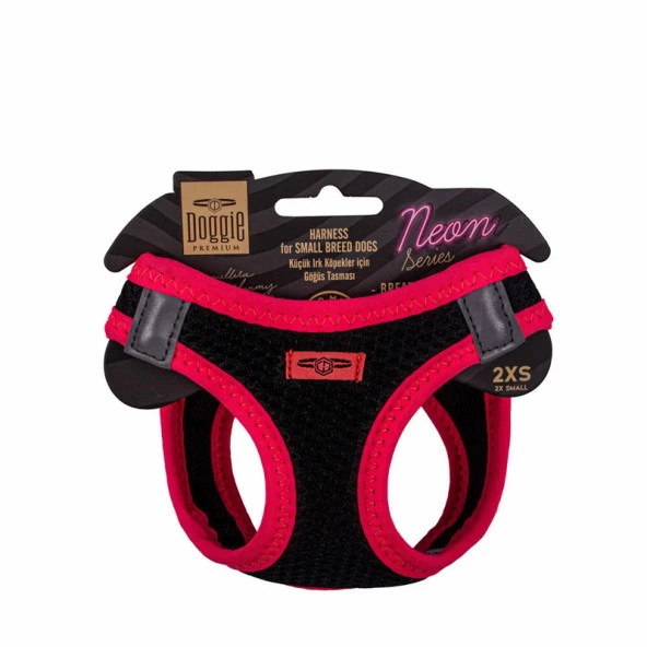Doggie Havalı Dokuma Neon Serisi Köpek Göğüs Tasması Pembe 26-30 Cm 2XSmall ürün görseli 1