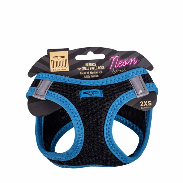 Doggie Havalı Dokuma Neon Serisi Köpek Göğüs Tasması Mavi 26-30 Cm 2XSmall - 1