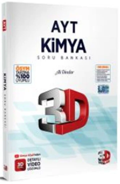 2024 AYT 3D Kimya Tamamı Video Çözümlü Soru Bankası 3D Yayınları